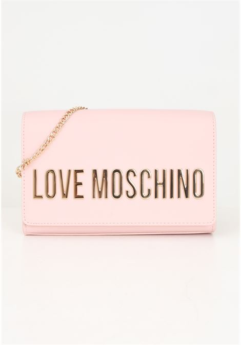 Borsa a tracolla rosa da donna con logo metallico LOVE MOSCHINO | JC4103PP1LKD0600